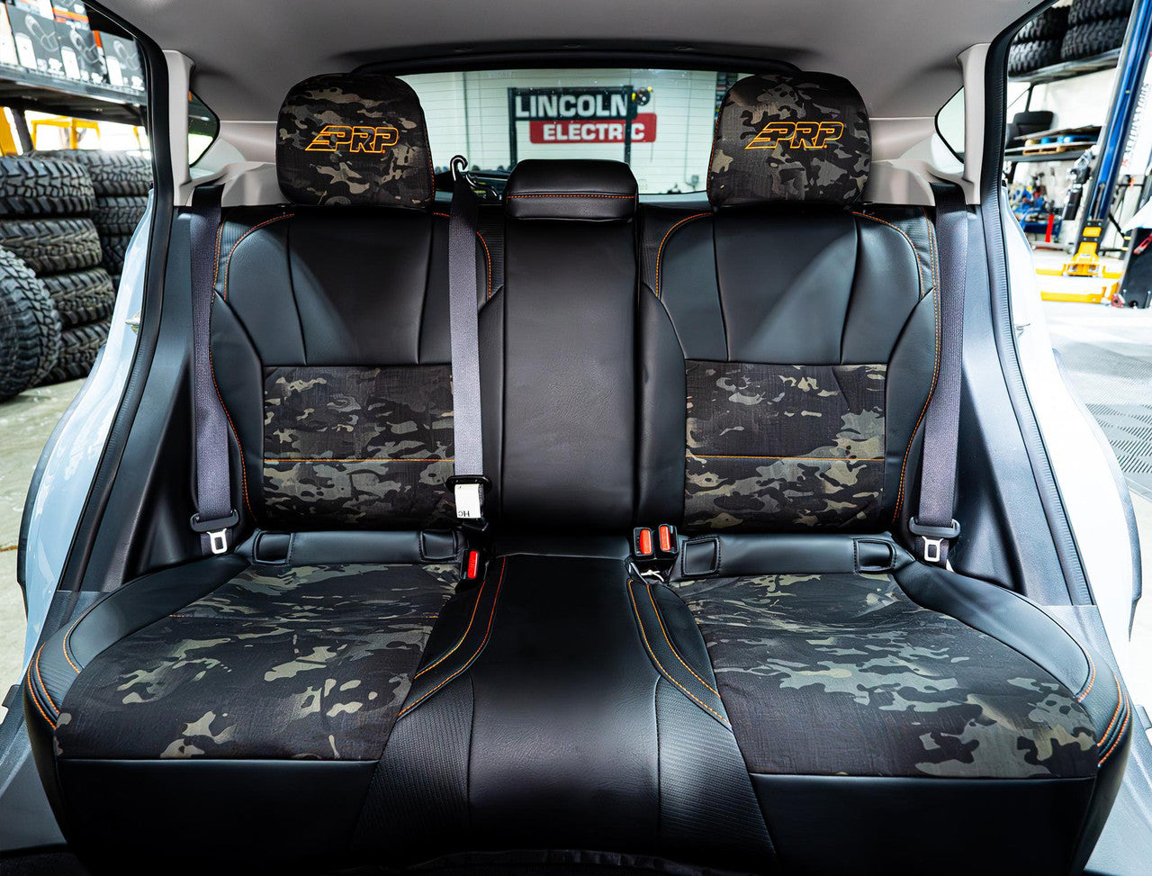 Rear Bench Seat Cover for 2018-2023 Subaru Crosstrek - Black with Red Stitch