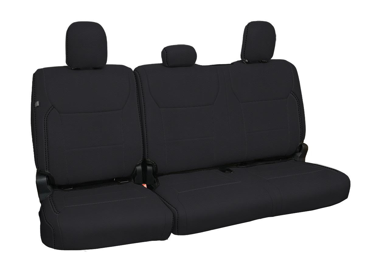 Rear Bench Seat Covers for 2021+ Ford F150, 2023+ Super Duty, Black with Red Stitch