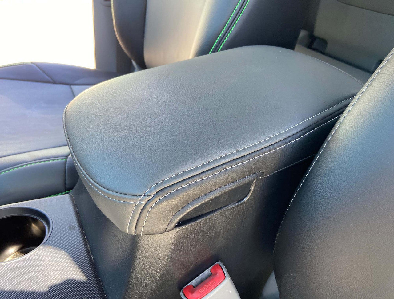 Center Console Cover for '12-'15 Toyota Tacoma - Black with Red Stitching