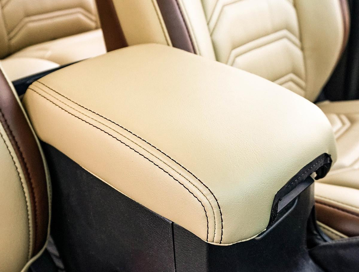 Center Console Cover for '16-'23 Toyota Tacoma - Black with Red Stitching