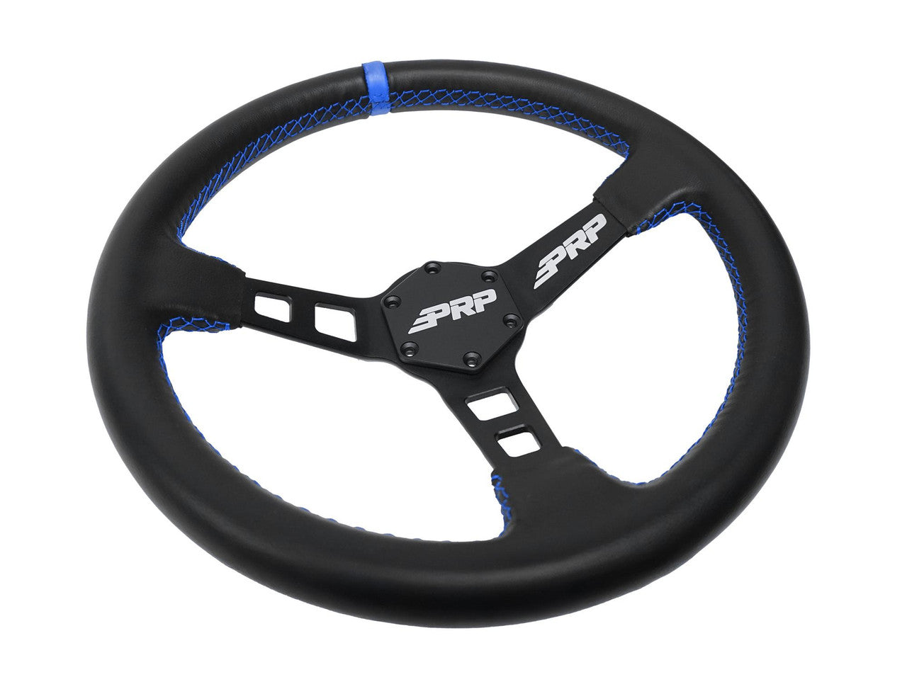 Deep Dish Leather Steering Wheel, Black