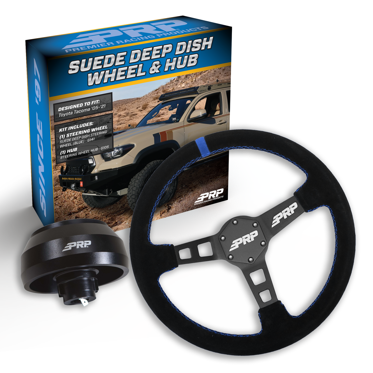 PRP Deep Dish Suede Steering Wheel Kit, Black with Adapter Hub for Toyota, Lexus, Scion and Subaru