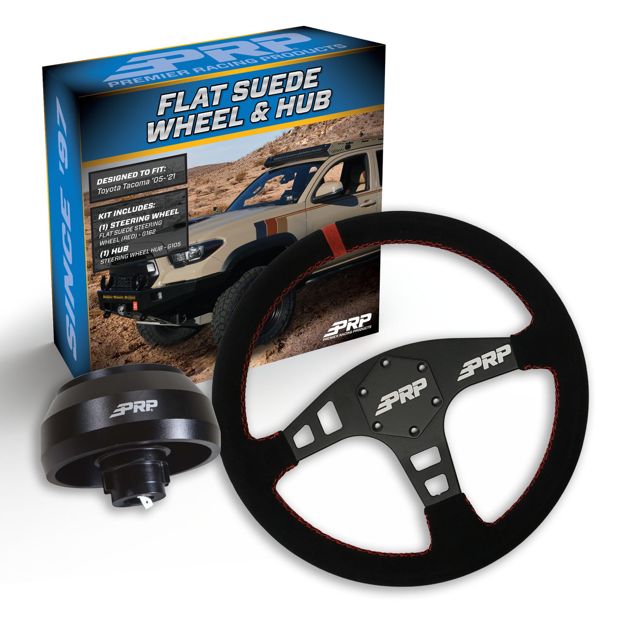 PRP Flat Suede Steering Wheel Kit, Black with Adapter Hub for Toyota, Lexus, Scion and Subaru