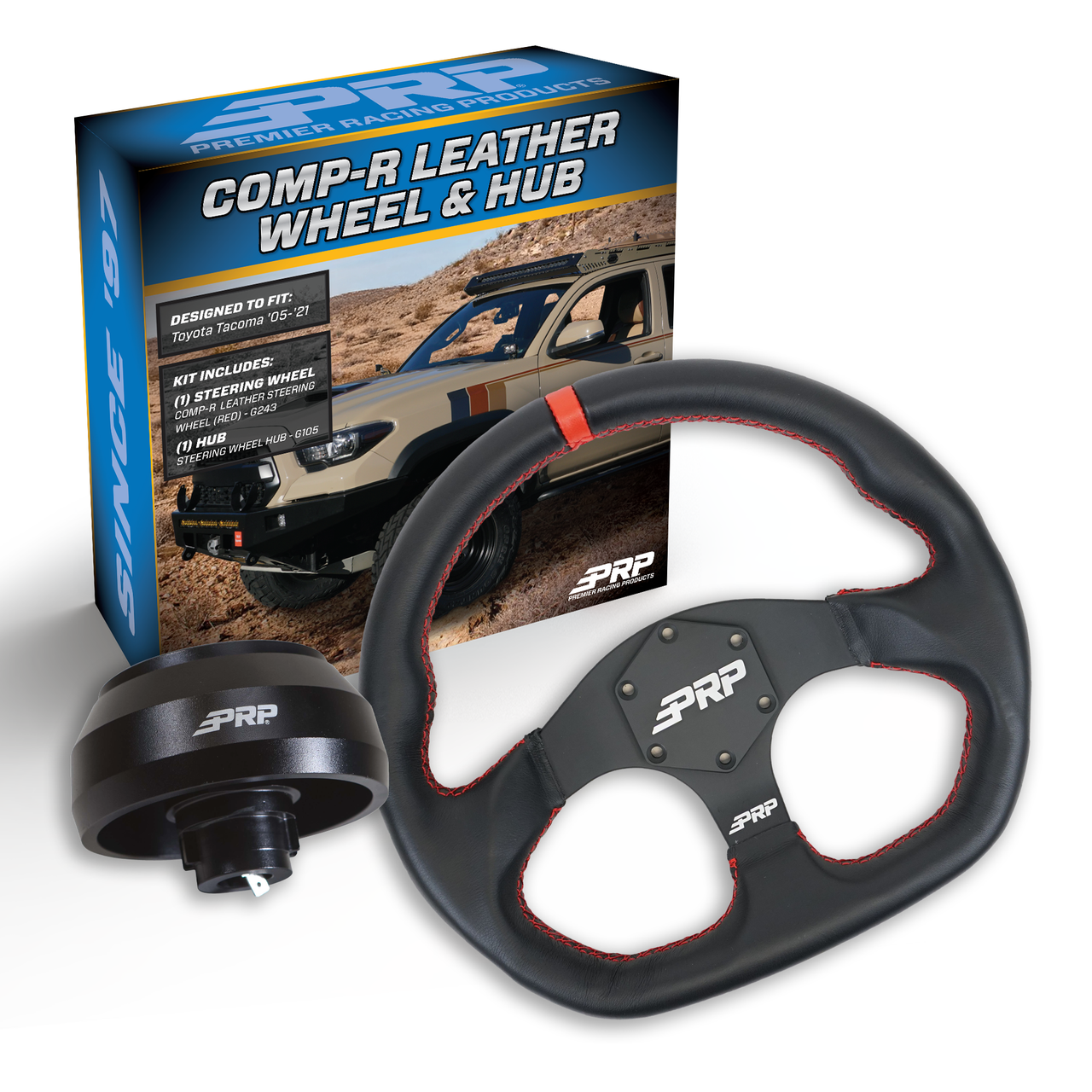 PRP Leather D-Shape Steering Wheel Kit, Black with Adapter Hub for Toyota, Lexus, Scion and Subaru