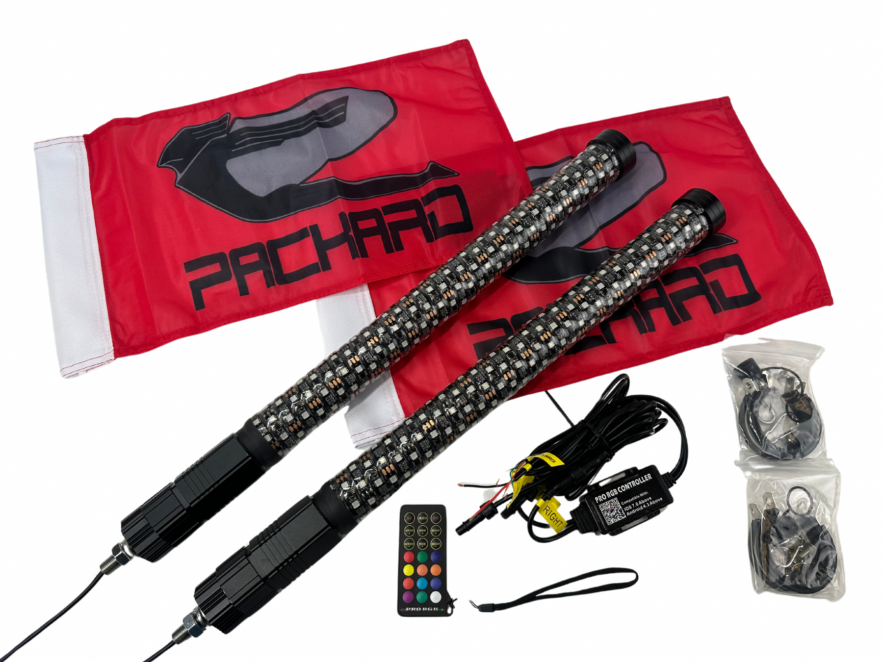 Packard Performance 2ft Fat Lighted LED Color Chasing Whips RGB *BACK ORDERED*