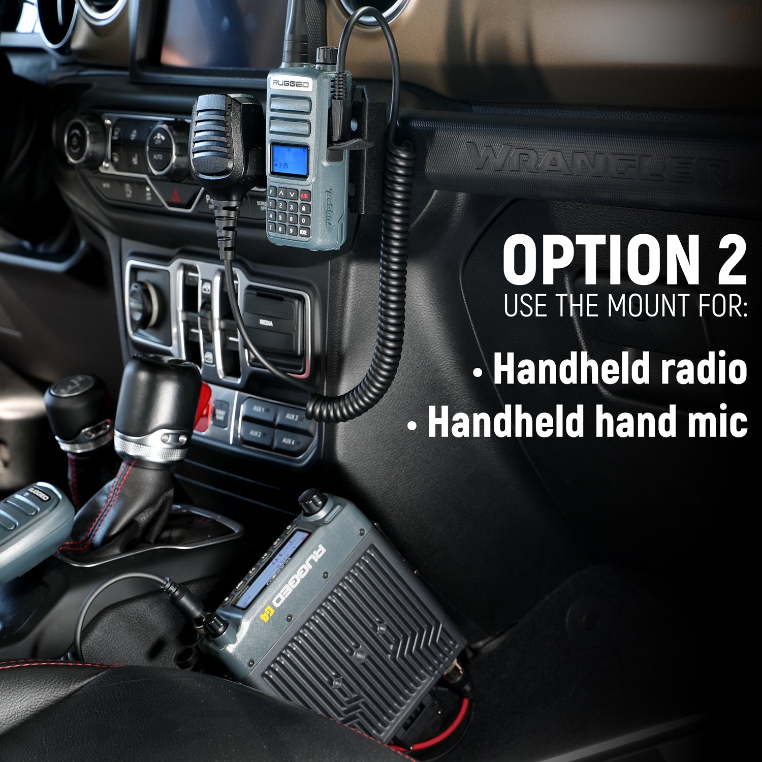 Handheld Radio Grab Bar Mount for Jeep Wrangler JK JKU JL and Gladiator JT - JL/JT