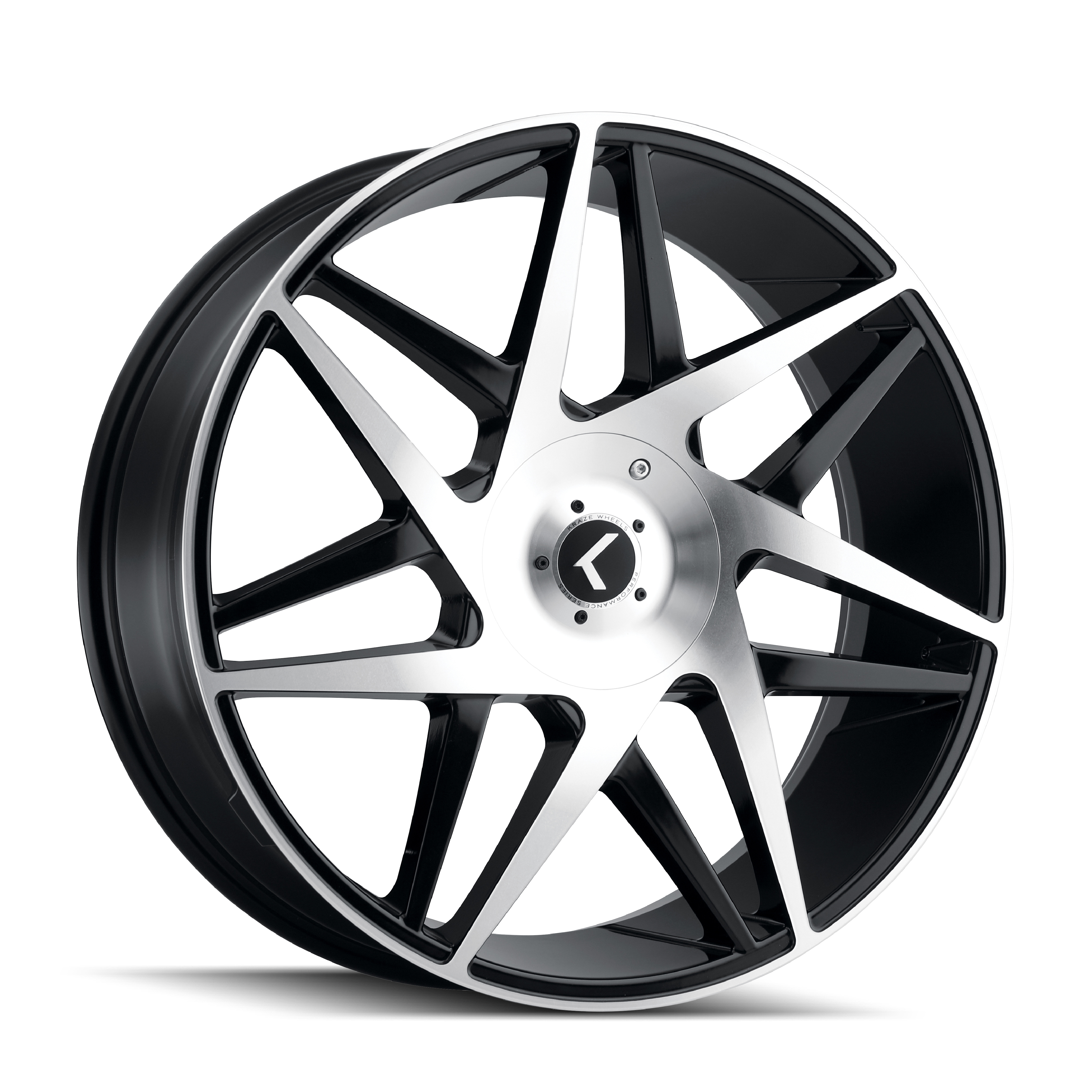 KRAZE KRAZE PHASE KR192 GLOSS BLACK MACHINED 22X8.5 5-112/5-114.3 38MM 72.62MM