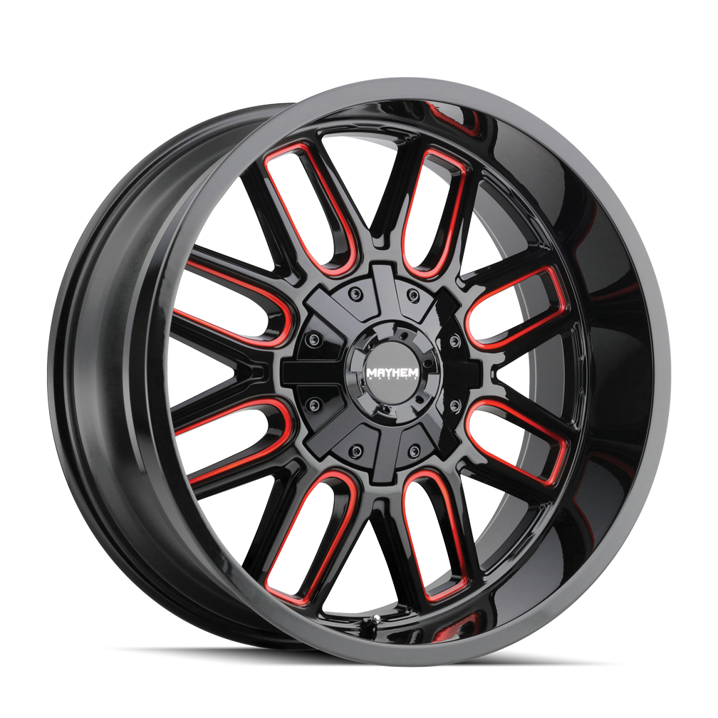 MAYHEM MAYHEM COGENT 8107 GLOSS BLACK MILLED PRISM RED 17X9 5-127/5-139.7 -12MM 87.1MM