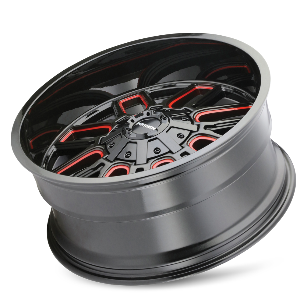 MAYHEM MAYHEM COGENT 8107 GLOSS BLACK MILLED PRISM RED 22X10 8-165.1 -19MM 130.8MM