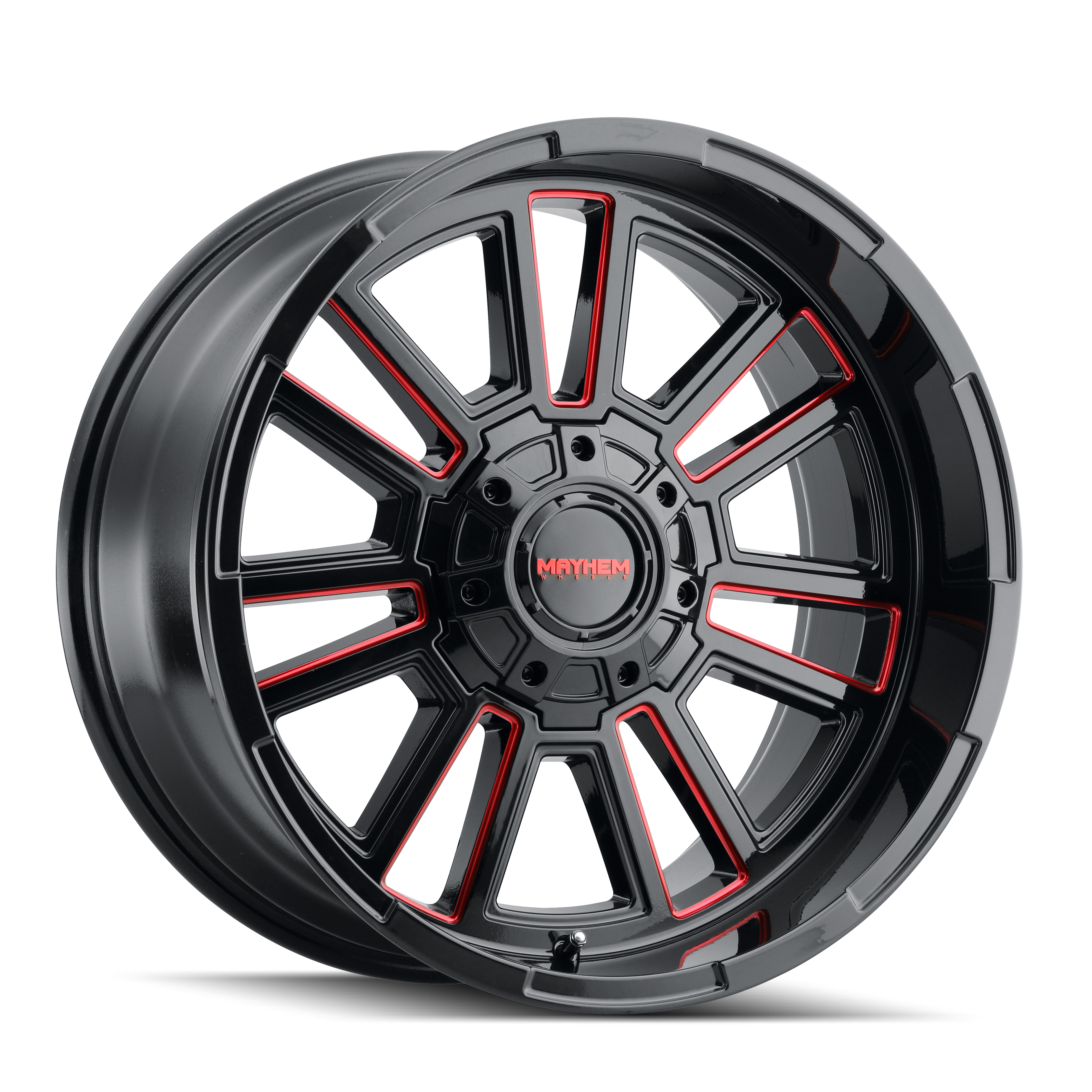 MAYHEM MAYHEM APOLLO 8115 GLOSS BLACK MILLED PRISM RED MILLED 20-9 8-165.1 18MM 125.2MM