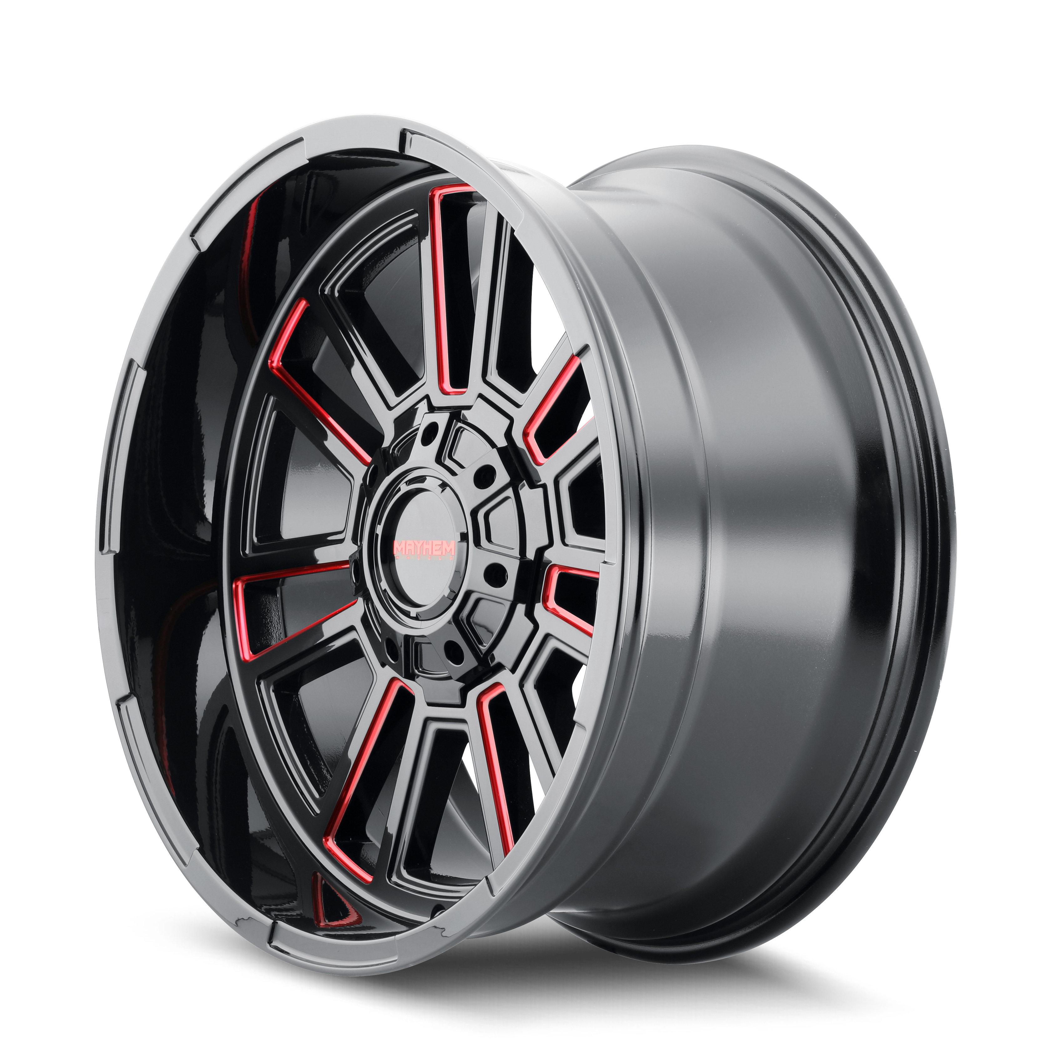 MAYHEM MAYHEM APOLLO 8115 GLOSS BLACK MILLED PRISM RED MILLED 20-9 8-170 18MM 125.2MM