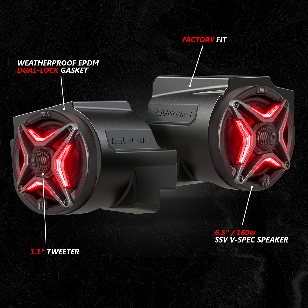 2020-2024 Polaris® RZR PRO Series Phase-5 V-Spec 5-Speaker 1400watt System w/MRB4