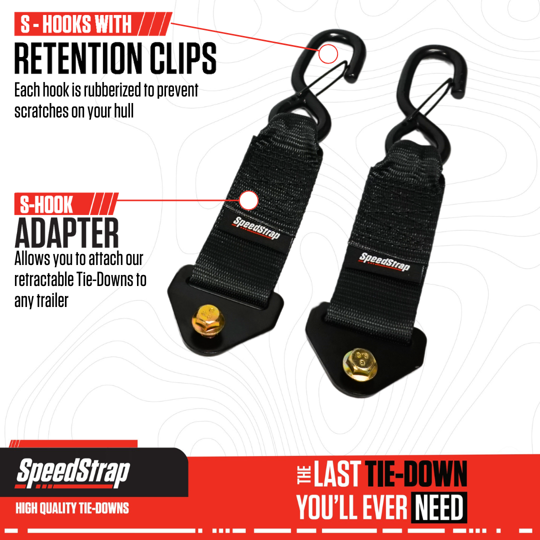 2” x 10” S-Hook Adapters for Retractable Tie-Down Straps (2 Pack) - SpeedStrap