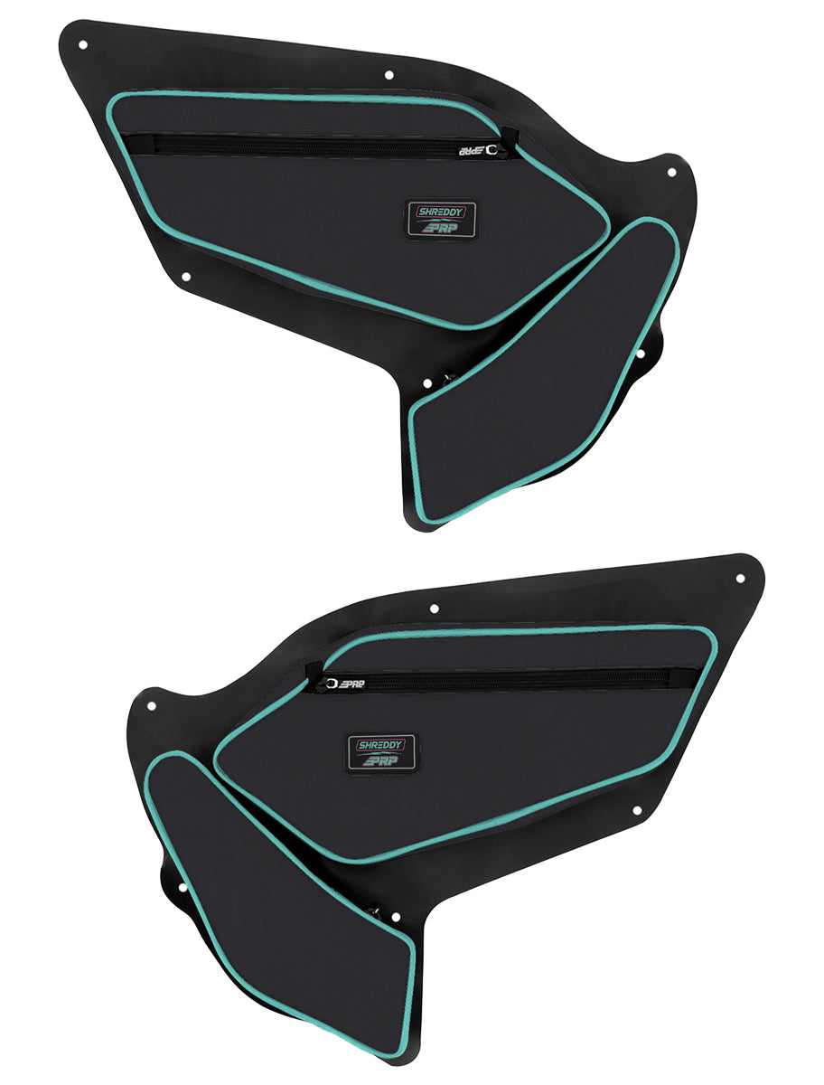 PRP Shreddy Front Door Bags with Knee Pad for Polaris RZR PRO XP, PRO R, Turbo R (Pair), Black and Pink