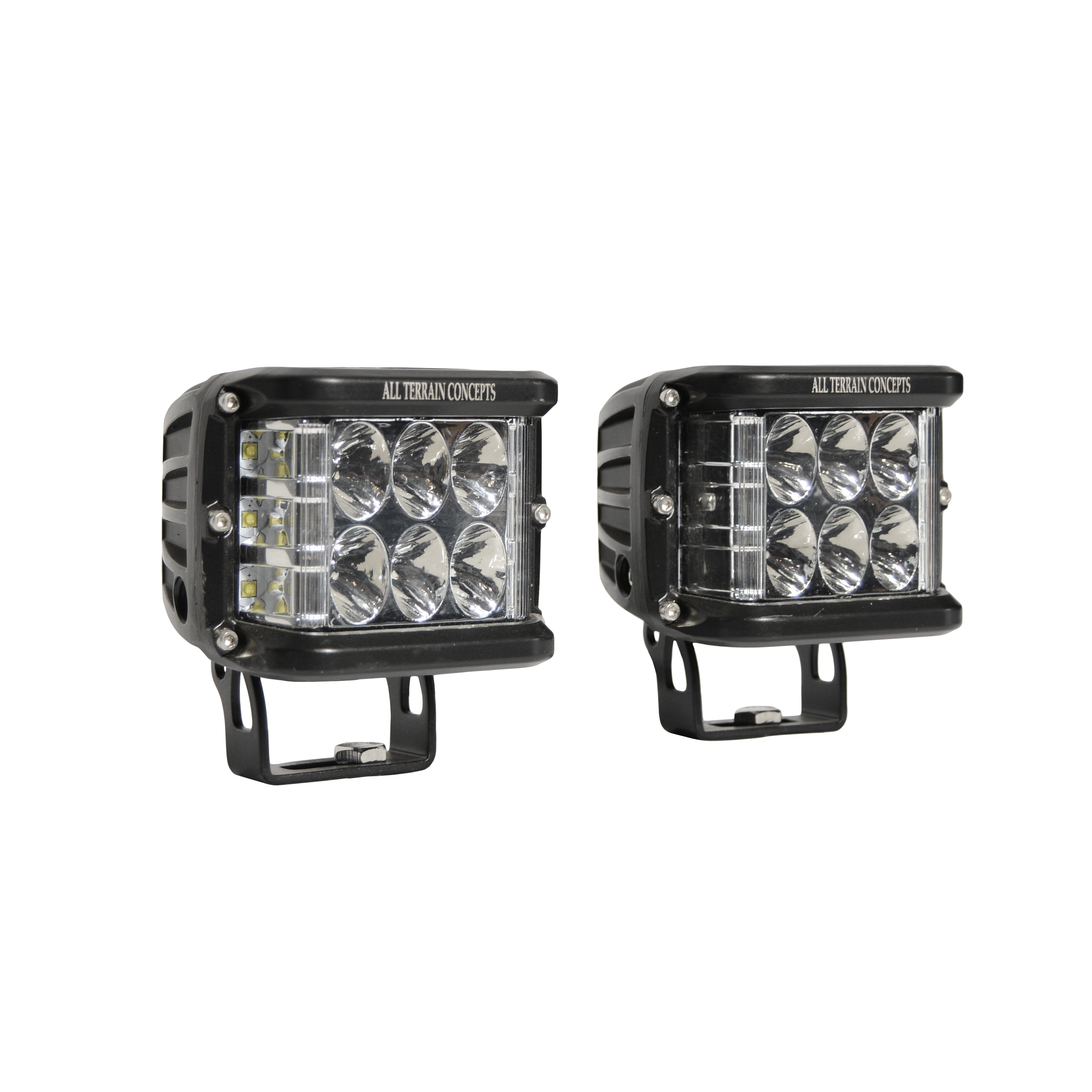 Set of Side-Shooter led lights for the hood of a truck.