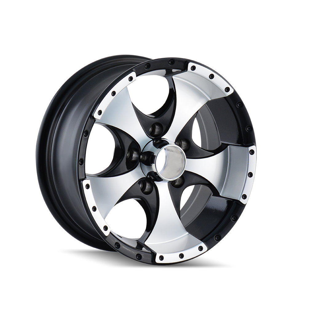 ION ALLOY ION TRAILERWHEELS 136 GLOSS BLACK MACHINED 14X6 5-114.3 0MM 83.82MM