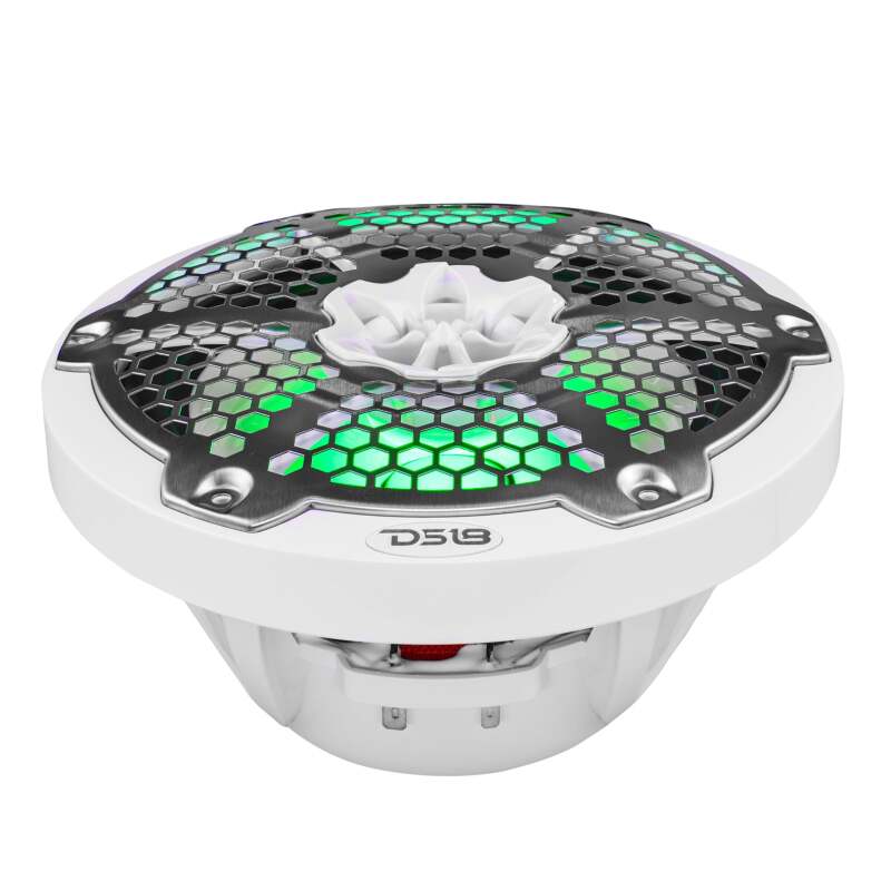 DS18 NXL-M Series Speaker w/ RGB LED Lights 8in 2-Way 125 Watts RMS 4 ohm White w/ Cover