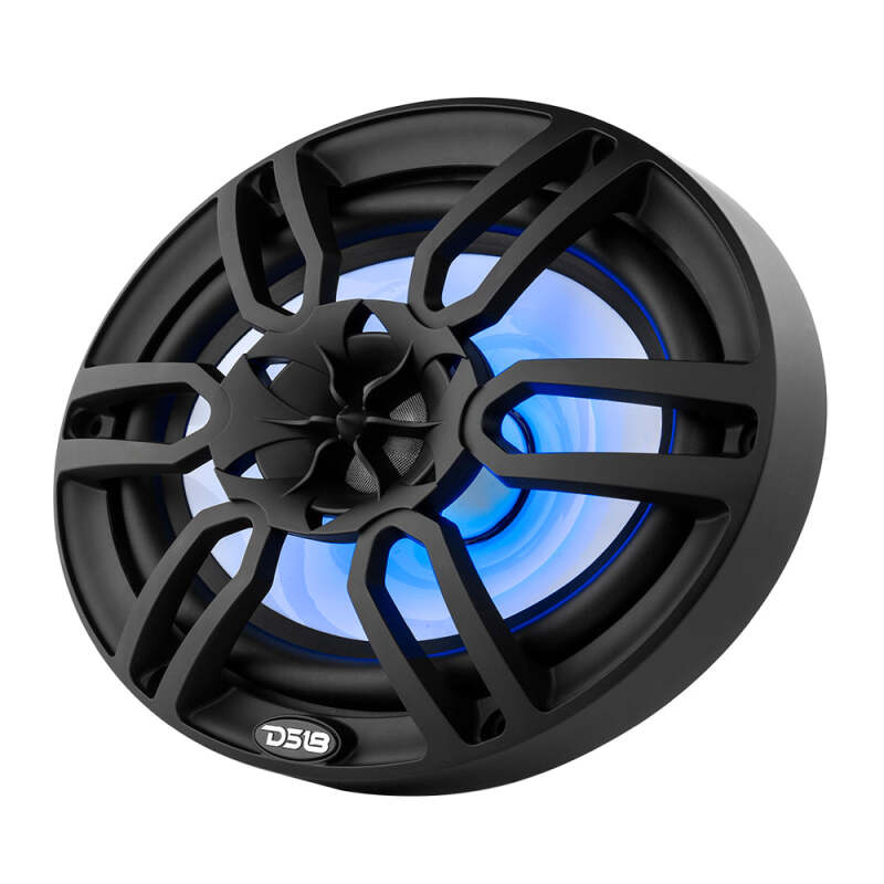 DS18 NXL Series Coaxial Marine Speaker w RGB Lights 6x9in 2-Way 125 Watts RMS 4 ohm Black w Cover