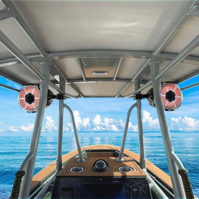 DS18 Marine And Powersports Towers 8in 125 Watts RMS RGB LED Lights Red