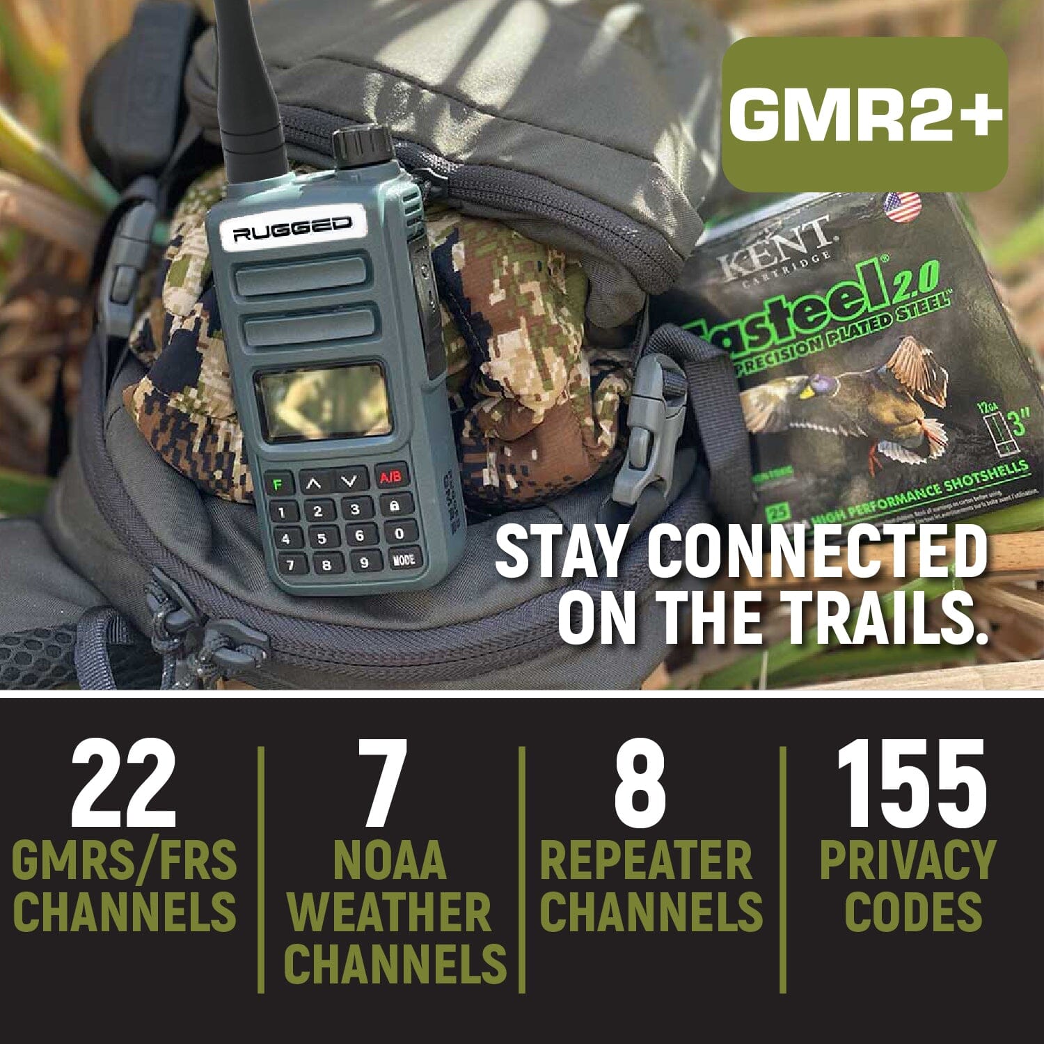 Adventure Pack - Rugged GMR2 PLUS - GMRS and FRS Two Way Handheld Radios with Accessories