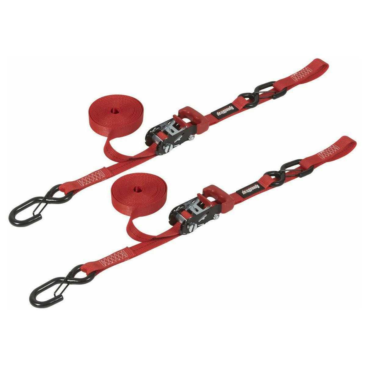 1"x15' Ratchet Tie Down with Snap S Hooks and Soft Tie (2 Pack)