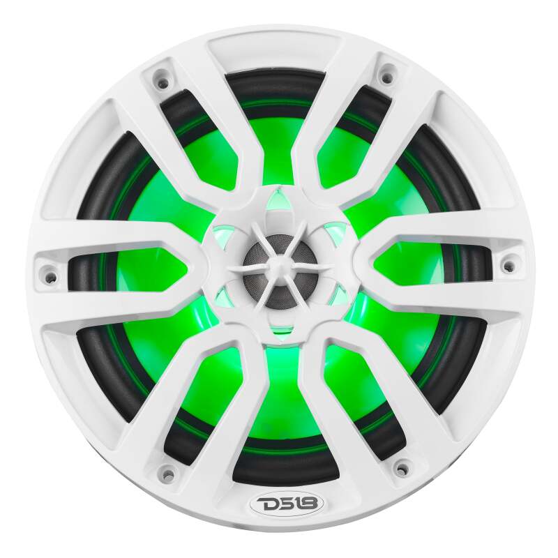 DS18 NXL Series Coaxial Marine Speaker w/ RGB Lights 8in 2-Way 125 Watts RMS 4 ohm White