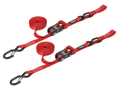 1" x 15' Ratchet Tie Down w/ Snap 'S' Hooks and Soft Tie (2 Pack) - SpeedStrap