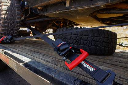 2" x 10' Ratchet Tie Down w/ Twisted Snap Hooks & Axle Strap Combo, Black - SpeedStrap