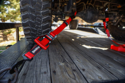 2" x 10' Ratchet Tie Down w/ Twisted Snap Hooks & Axle Strap Combo, Black - SpeedStrap