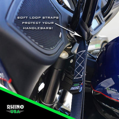 Rhino USA Heavy Duty Ratchet Tie-Downs 2-Pack (Gray) 1.6In X 8Ft