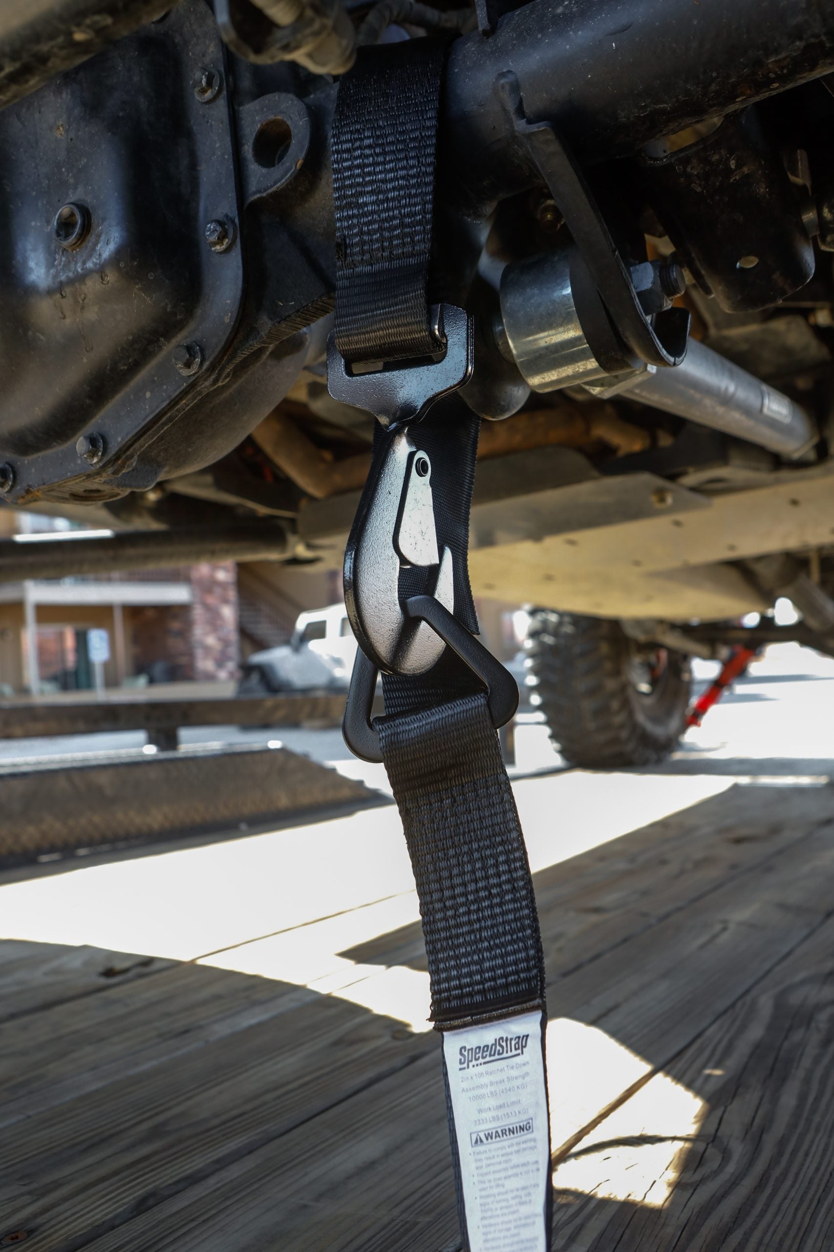 2" x 10' Ratchet Tie Down w/ Twisted Snap Hooks & Axle Strap Combo, Black - SpeedStrap