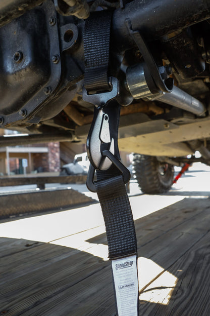 2" x 10' Ratchet Tie Down w/ Twisted Snap Hooks & Axle Strap Combo, Black - SpeedStrap