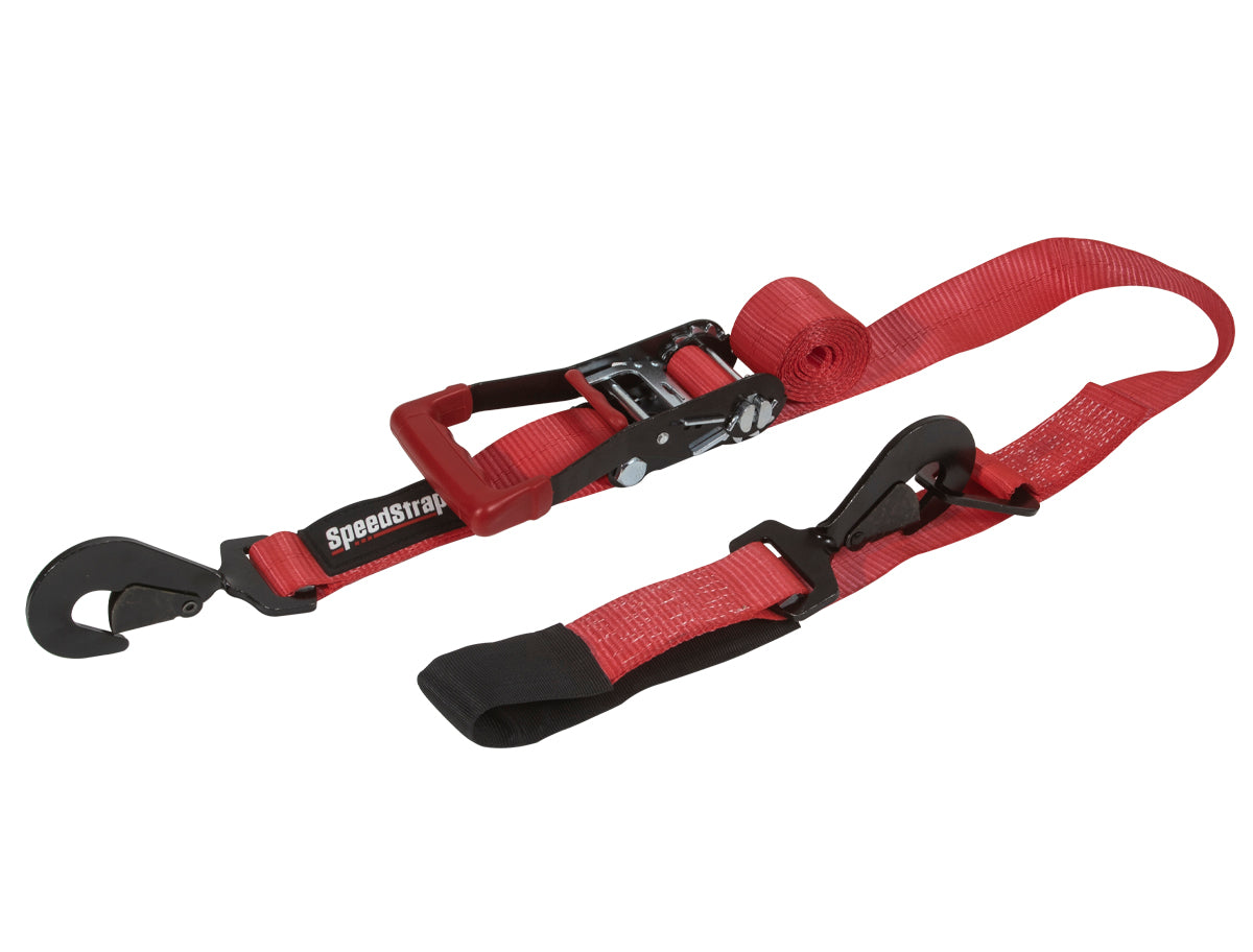 2" x 10' Ratchet Tie Down w/ Twisted Snap Hooks & Axle Strap Combo, Black - SpeedStrap