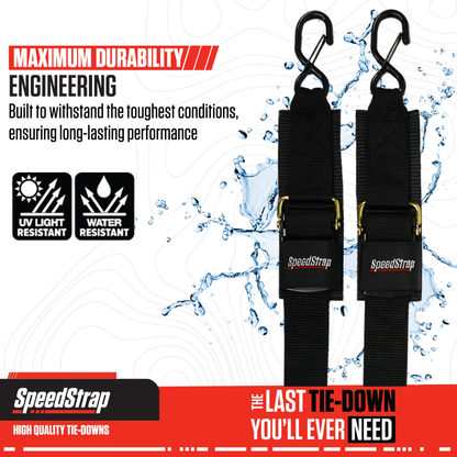 2” x 4’ Marine Transom Tie-Down Straps with Snap S-Hooks (2 Pack) - SpeedStrap
