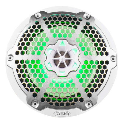 DS18 NXL-M Series Speaker w/ RGB LED Lights 8in 2-Way 125 Watts RMS 4 ohm White w/ Cover