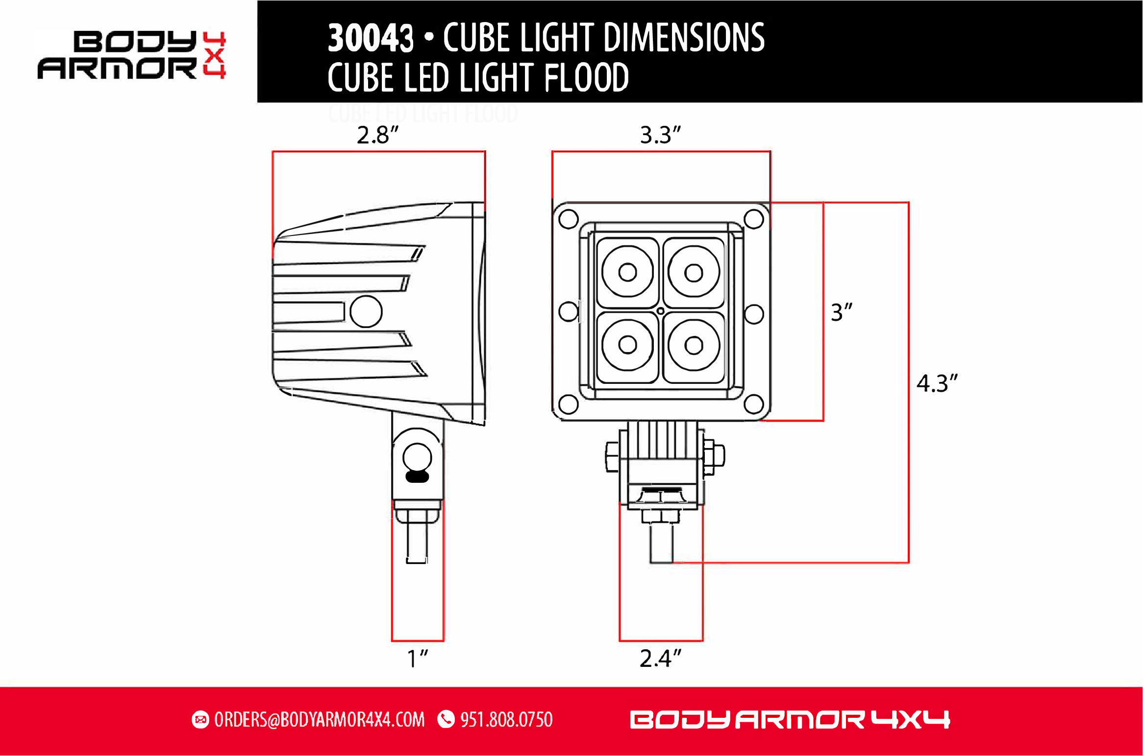 Body Armor 4x4 LED CUBE LIGHT