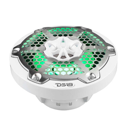 DS18 NXL-M Series Speaker w/ RGB LED Lights 6.5in 2-Way 100 Watts RMS 4 ohm White w/ Cover