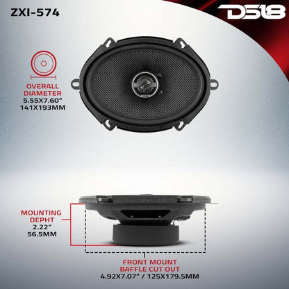 DS18 5x7in 70 Watts RMS 4 ohm 2-Way Coaxial Speaker w/ Kevlar Cones