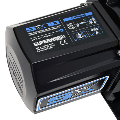 Superwinch 10000 LBS 12V DC 3/8in x 80ft Synthetic Rope SX10SR Winch - Semi Gloss Black