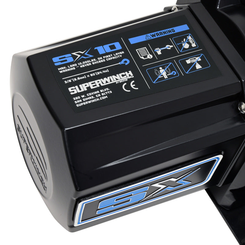 Superwinch 10000 LBS 12V DC 3/8in x 80ft Synthetic Rope SX10SR Winch - Semi Gloss Black