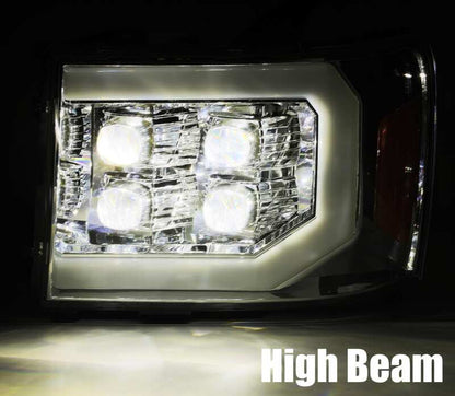 AlphaRex 07-14 GMC 2500HD NOVA LED Proj Headlight Plank Style Matte Blk w/Activ Light/Seq Signal/DRL