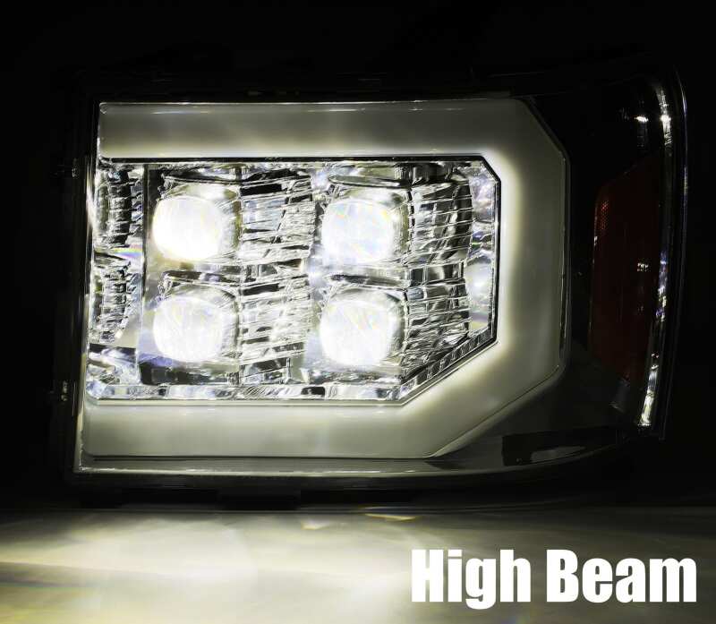 AlphaRex 07-14 GMC 2500HD NOVA LED Proj Headlight Plank Style Matte Blk w/Activ Light/Seq Signal/DRL