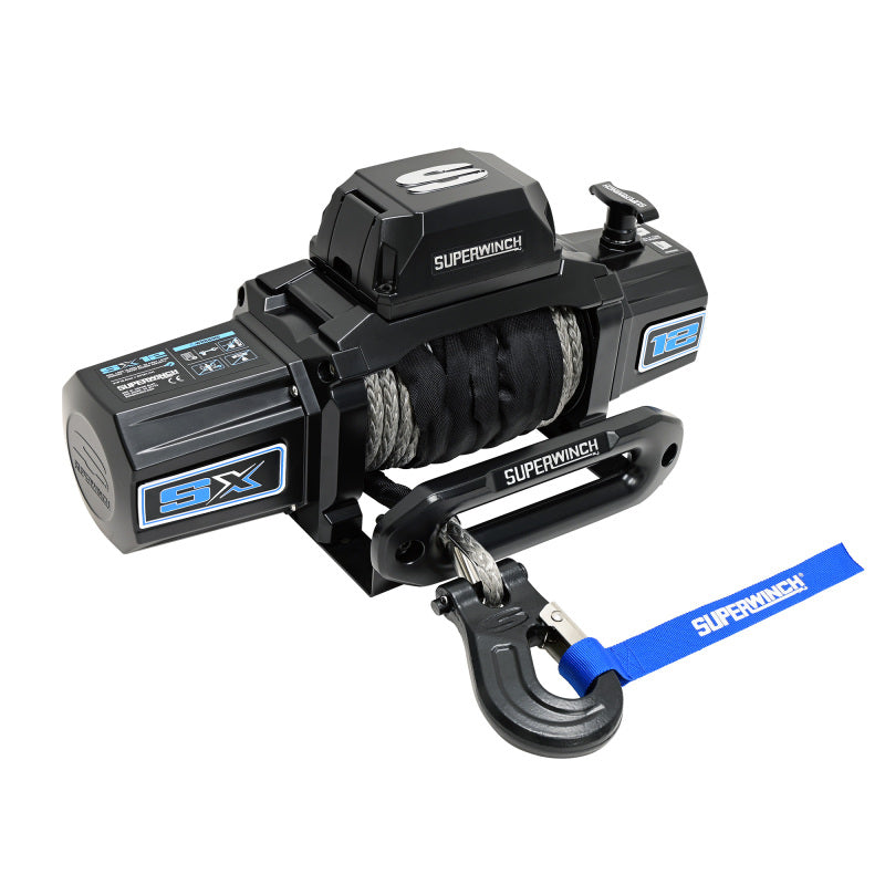Superwinch 12000 LBS 12V DC 3/8in x 80ft Synthetic Rope SX12SR Winch - Semi Gloss Black