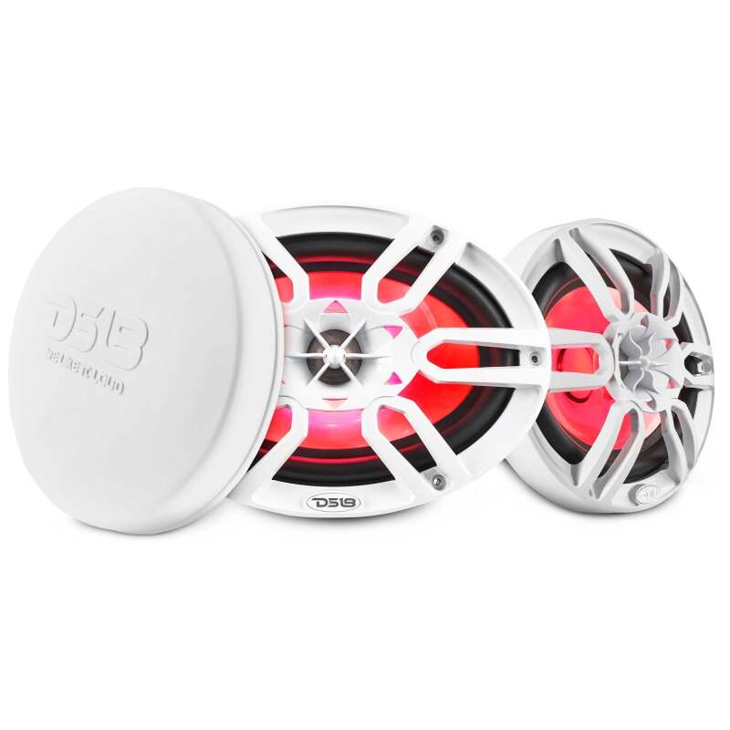 DS18 NXL Series Coaxial Marine Speaker w/ RGB Lights 6x9in 2-Way 125 Watts RMS 4 ohm White