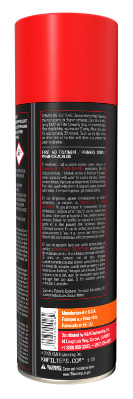 K&N 6.5 OZ Aerosol Spray Air Filter Oil