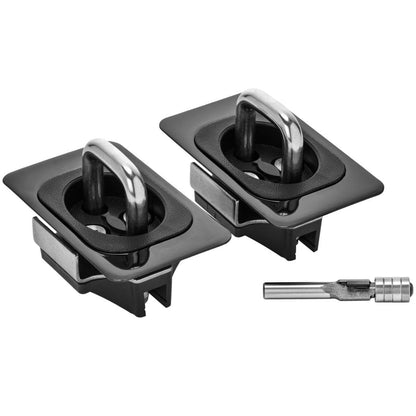 Gunmetal Flush Fit Retractable Tie-Down Anchors | 1995+ Dodge RAM with Dually Bed | - SpeedStrap