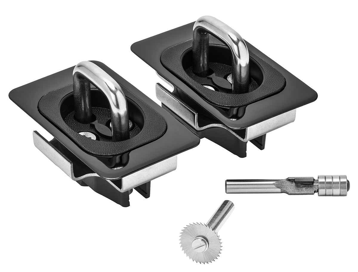 Gunmetal Flush Fit Retractable Tie-Down Anchors | 1995+ Dodge RAM with Dually Bed | - SpeedStrap