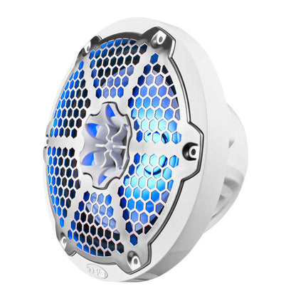 DS18 NXL-M Series Speaker w/ RGB LED Lights 8in 2-Way 125 Watts RMS 4 ohm White w/ Cover
