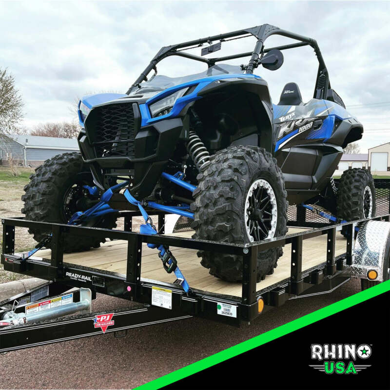 Rhino USA Heavy Duty Ratchet Tie-Down 4-Pack (Gray) 1.6In X 8Ft