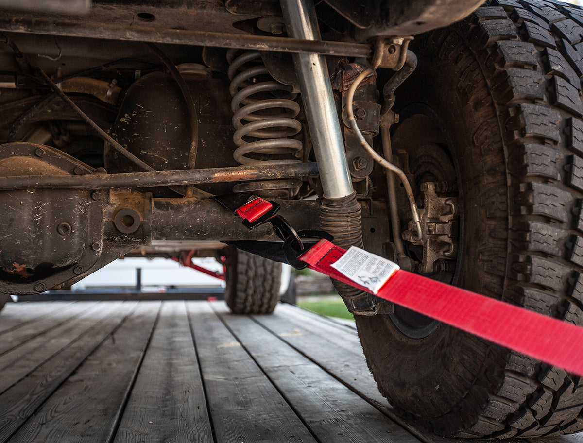 2" x 10' Ratchet Tie Down w/ Twisted Snap Hooks & Axle Strap Combo, Black - SpeedStrap